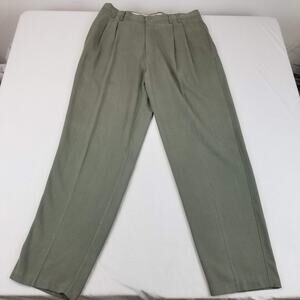 Tommy Bahama Dress Pants Mens 38x33 Green Silk Pleated Relax Herringbone Casual
